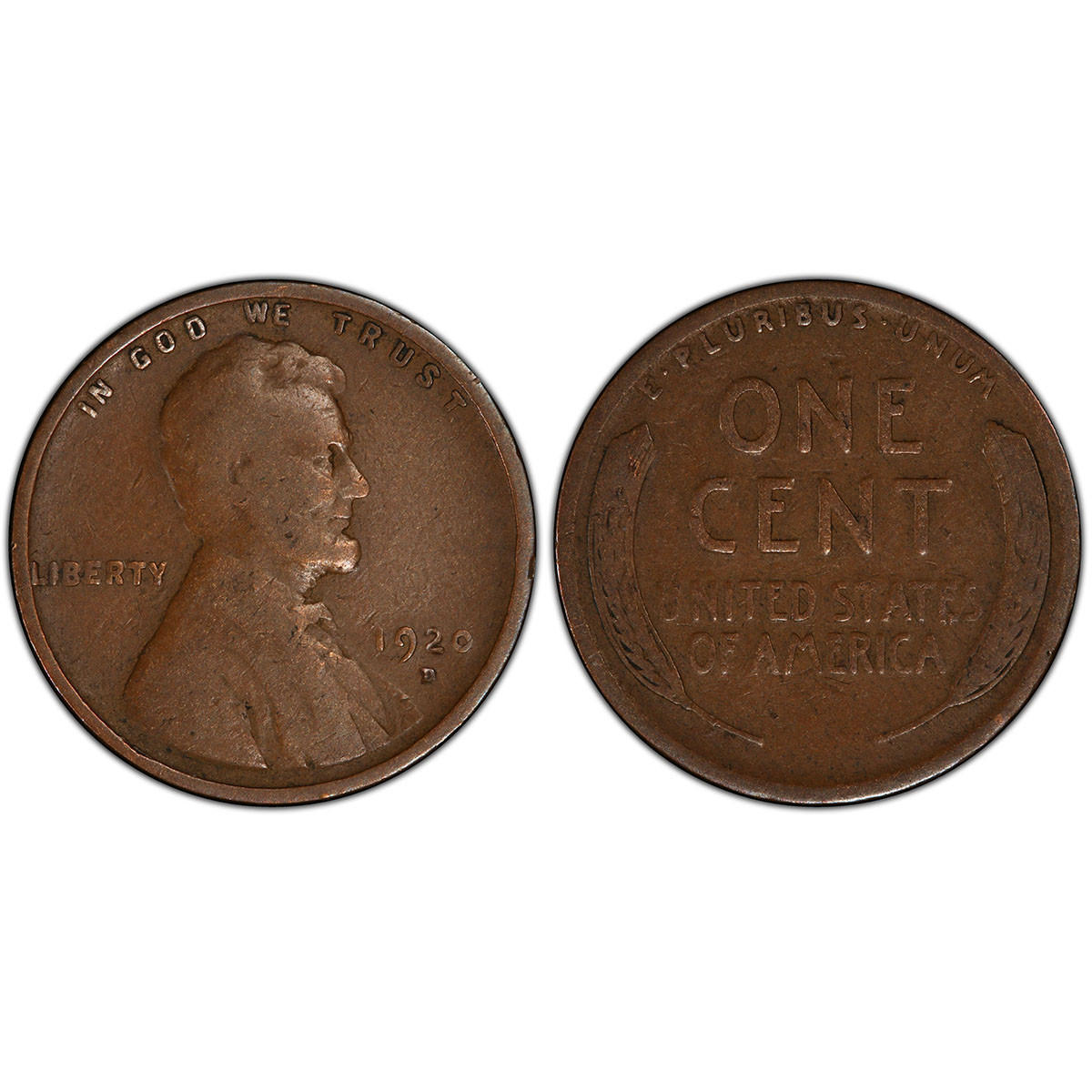 1920-D Penny - Wheat Penny - Circulated VG Lincoln Cent