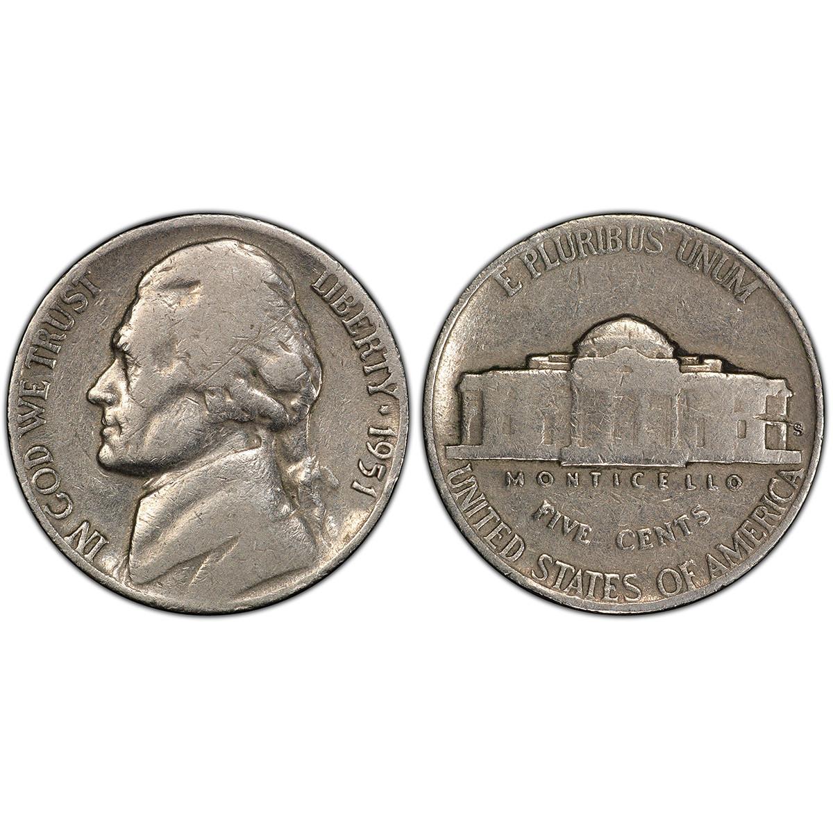 1951-S Jefferson Nickel Circulated