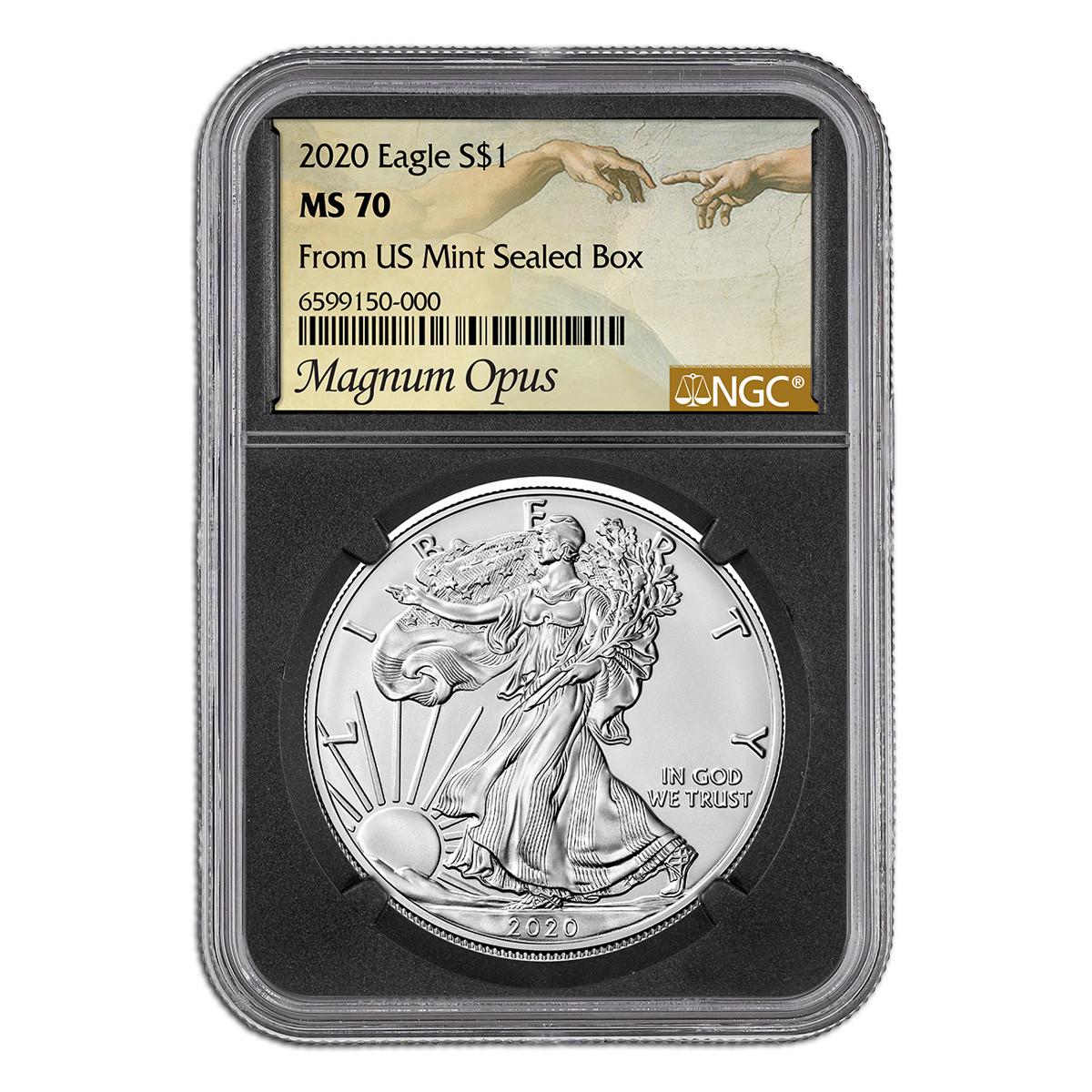 Buy 2020 Silver Eagle NGC MS70 Black Core Magnum Opus (Mint Sealed