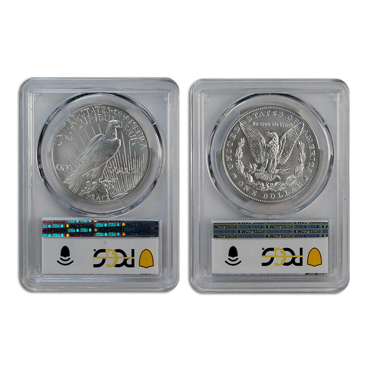 Buy 2023 Morgan & Peace Dollar PCGS MS70 QA Approved - 2 pc
