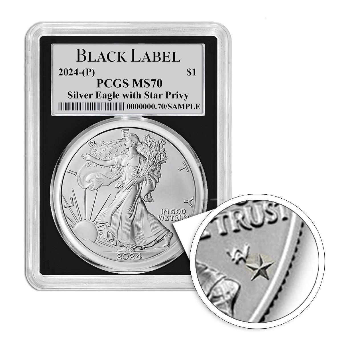 Buy 2024 (P) Silver Eagle PCGS MS70 Star Privy - Black Label