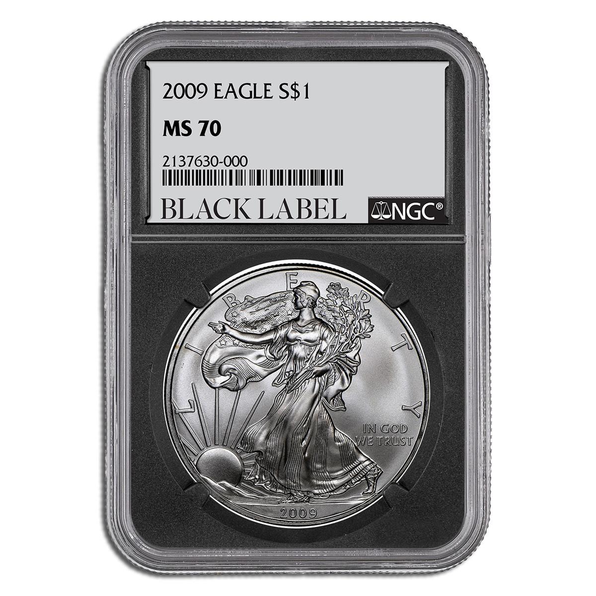 2009 Silver Eagle NGC MS70 - Black Label (Limited Edition 1