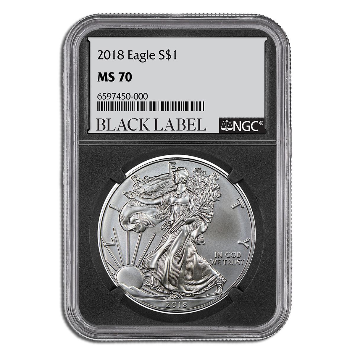 2018 Silver Eagle NGC MS70 - Black Label (Limited Edition 1 of 30 