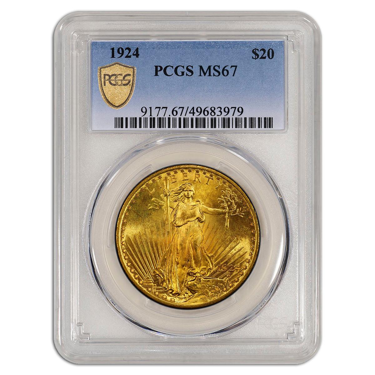 1924 $20 Gold Saint-Gaudens PCGS MS67