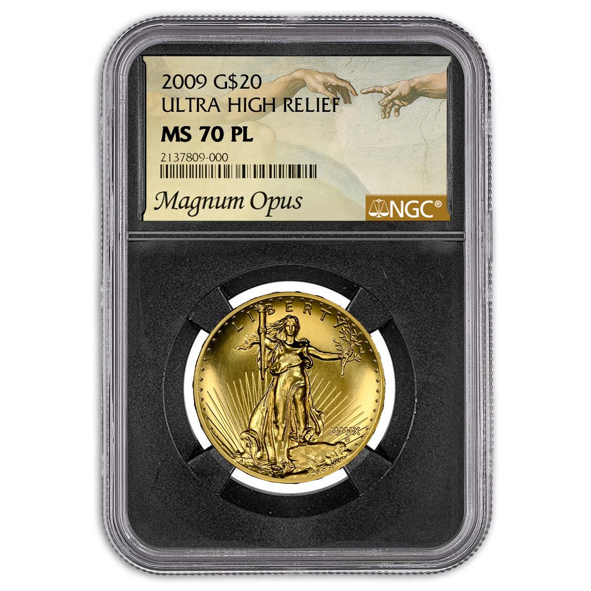 2009 $20 Ultra High Relief Gold NGC MS70 PL Magnum Opus (1 of 20