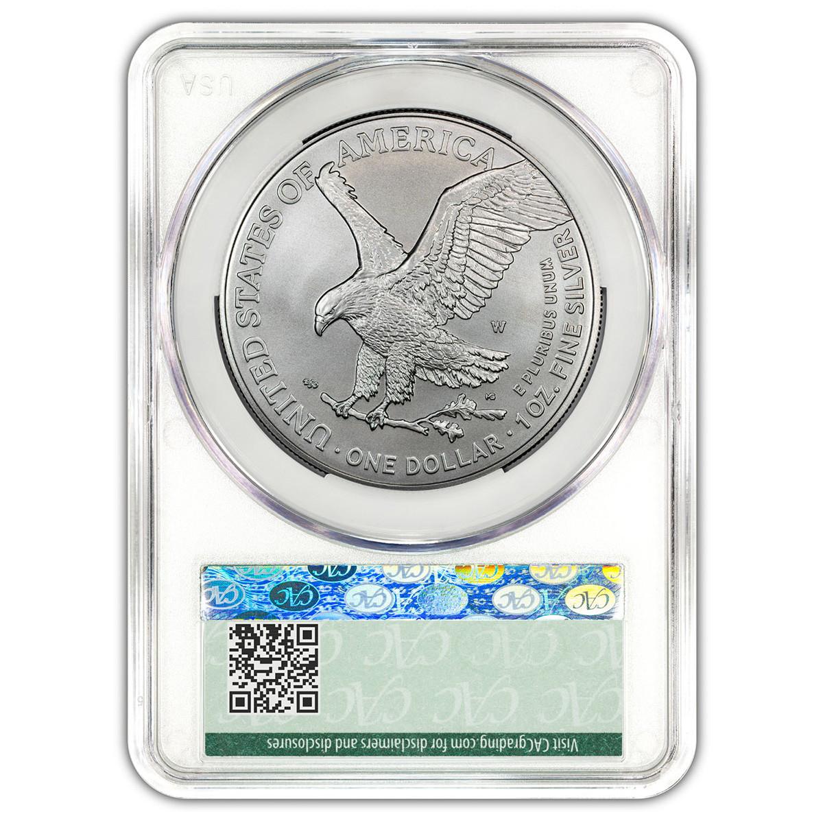 2025-W Burnished Silver Eagle CAC MS70 First Delivery Magnum Opus