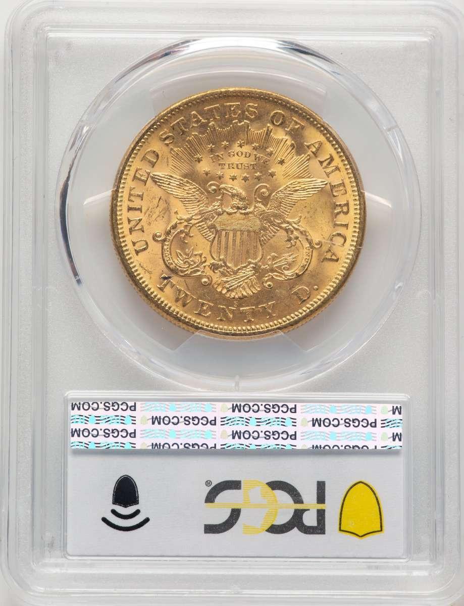 1873-S $20 Liberty Gold Double Eagle Coin PCGS MS63 Closed 3