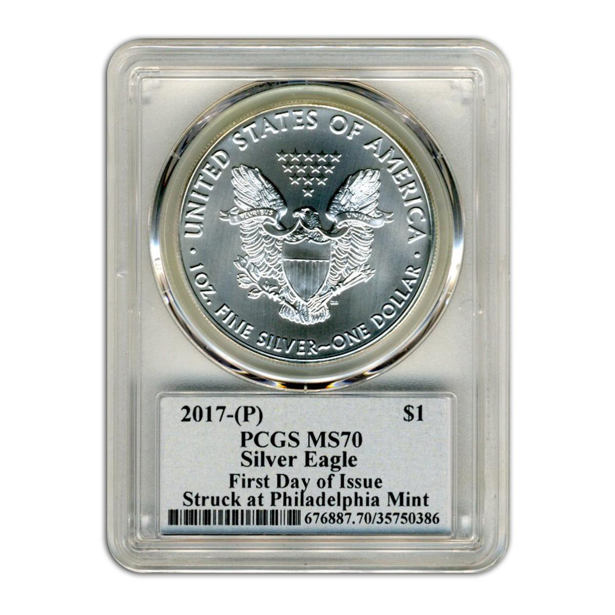 2017 (P) Silver Eagle PCGS MS70 FDI - Cleveland