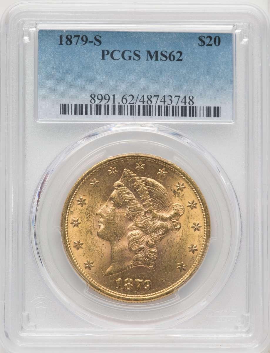 1879-S $20 Liberty Gold Double Eagle Coin PCGS MS62 | Rare