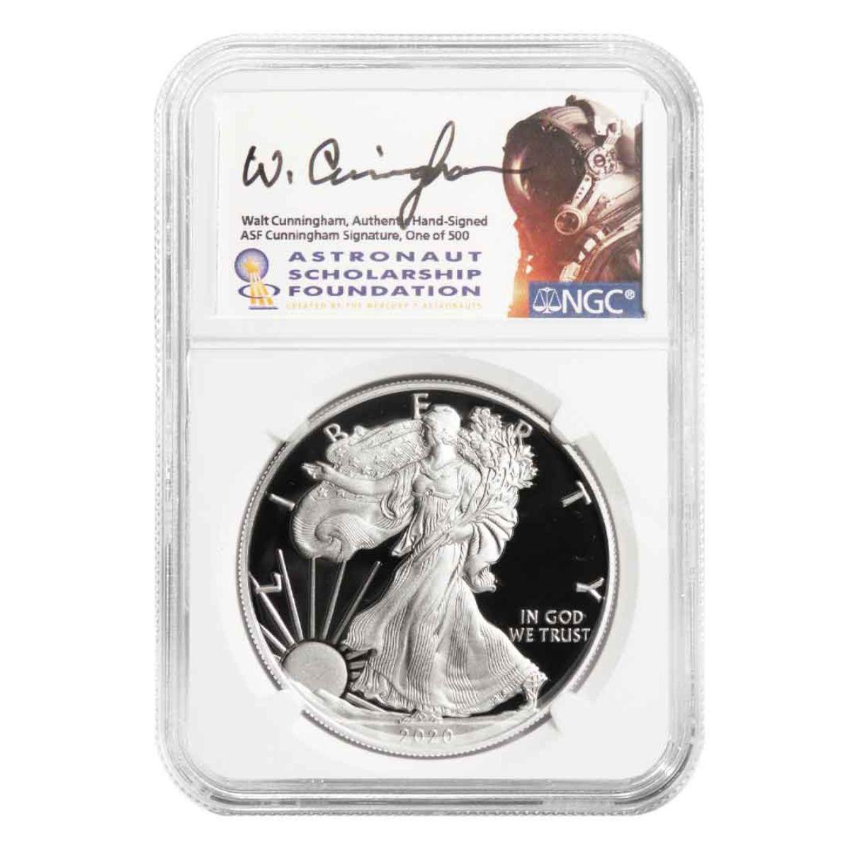 2020 Silver Eagle NGC PF70 Astronaut Cunningham Signed (1 of