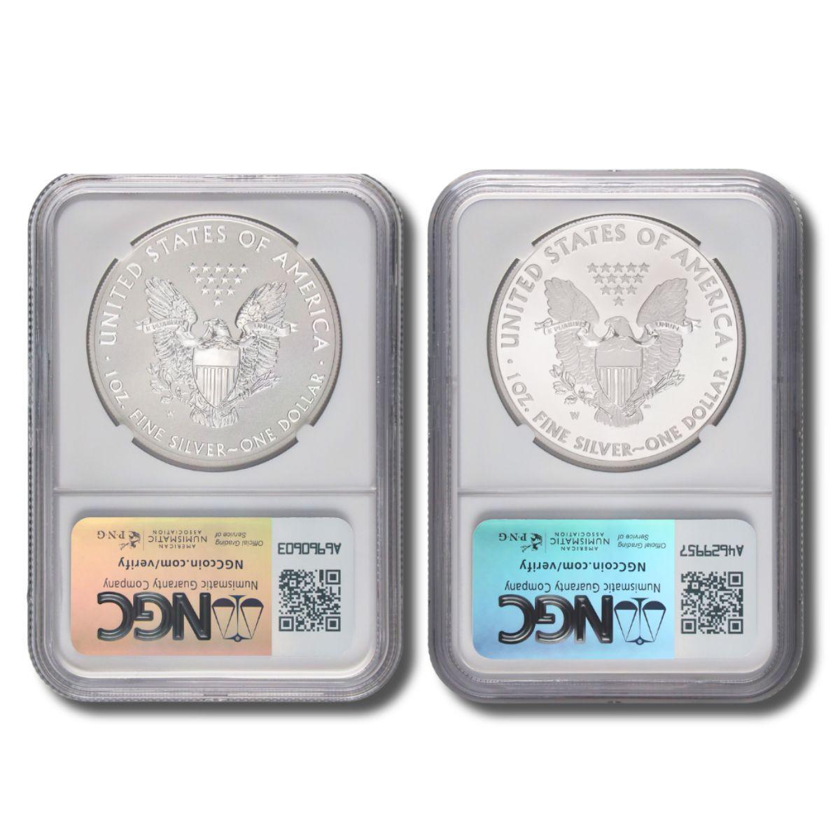 2013-W Silver Eagle NGC SP70 & RevPF70 - 2pc Anniversary Set