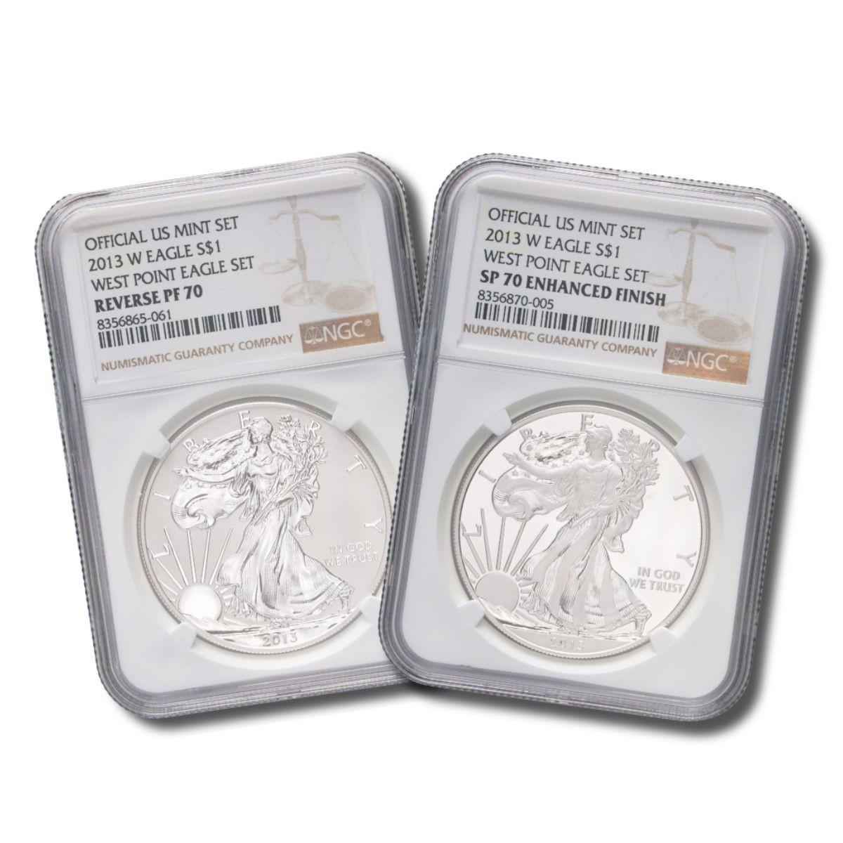 2013-W Silver Eagle NGC SP70 & RevPF70 - 2pc Anniversary Set