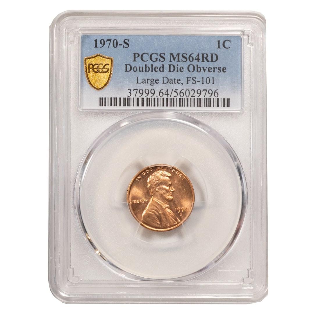1970-S Lincoln Cent PCGS MS 64 RD Double Die Obverse
