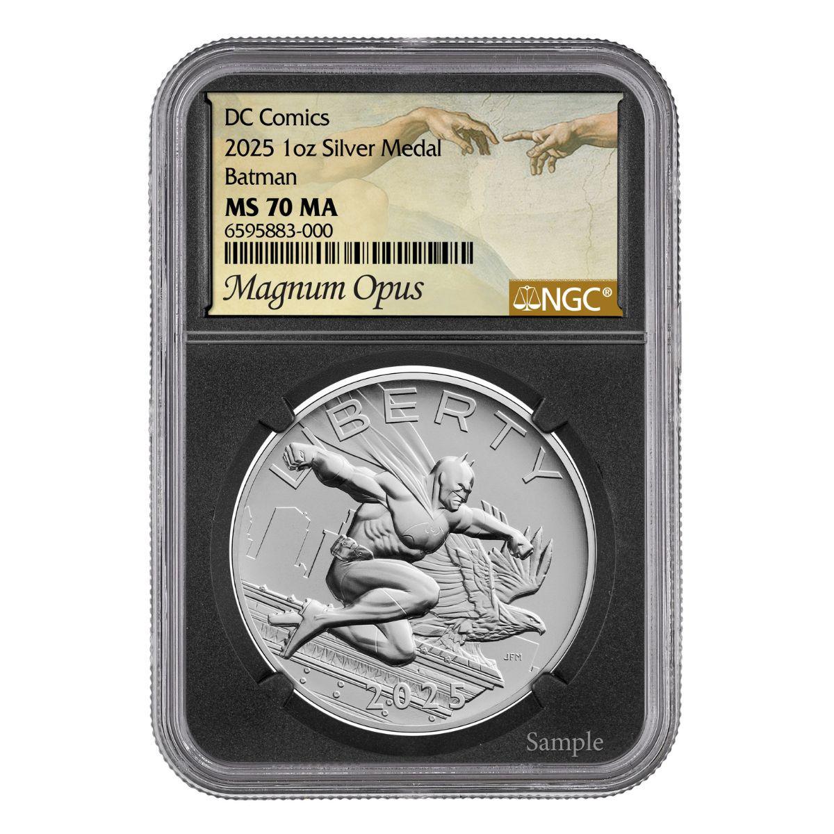 2025 1 oz DC Comics Silver Medal Batman NGC MS70 Magnum Opus w/Box