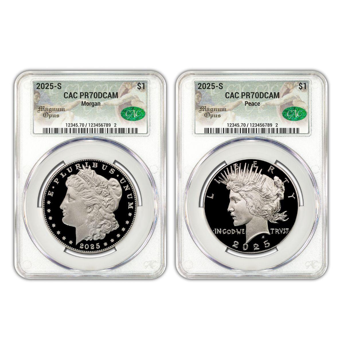 2025-S Proof Morgan & Peace Dollar CAC PF70 DCAM - 2pc Set
