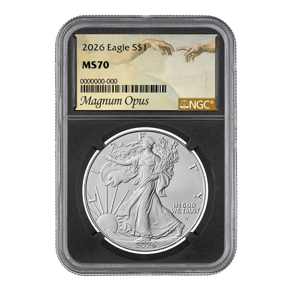 みずほ　USUM SM 2026 $1 American Silver Eagle NGC MS70 Magnum Opus w/Box