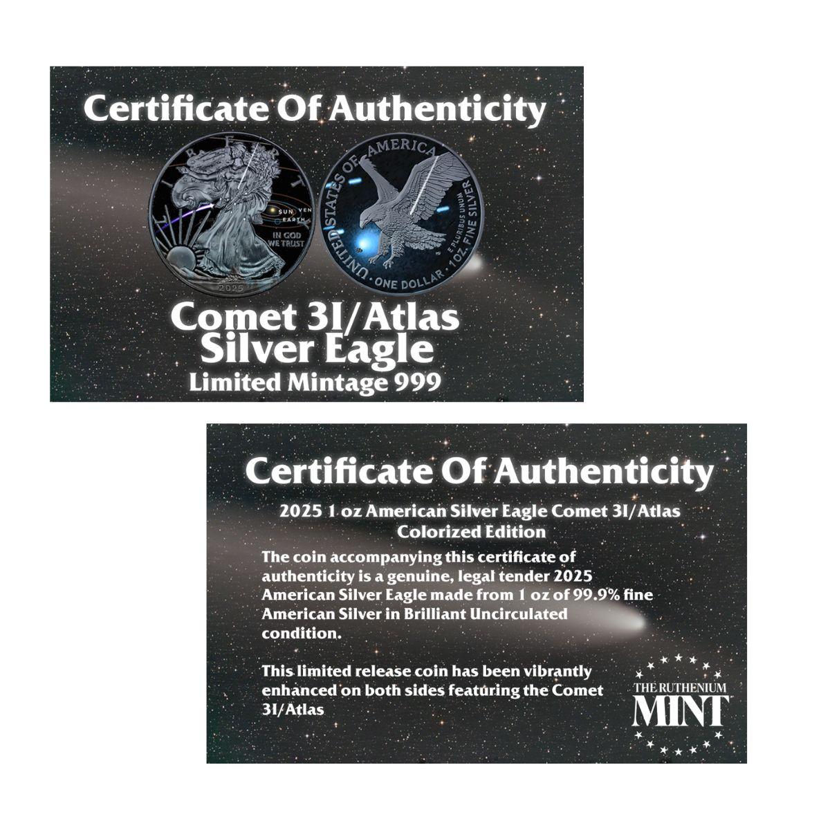 2025 1 oz Silver Eagle - Comet 3I/ATLAS - Limited Edition 1 of 999