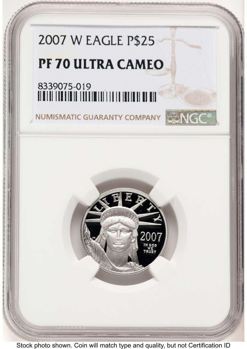 2007-W $25 Proof 1/4 oz Platinum Eagle Coin NGC PF70 UCAM - Statue