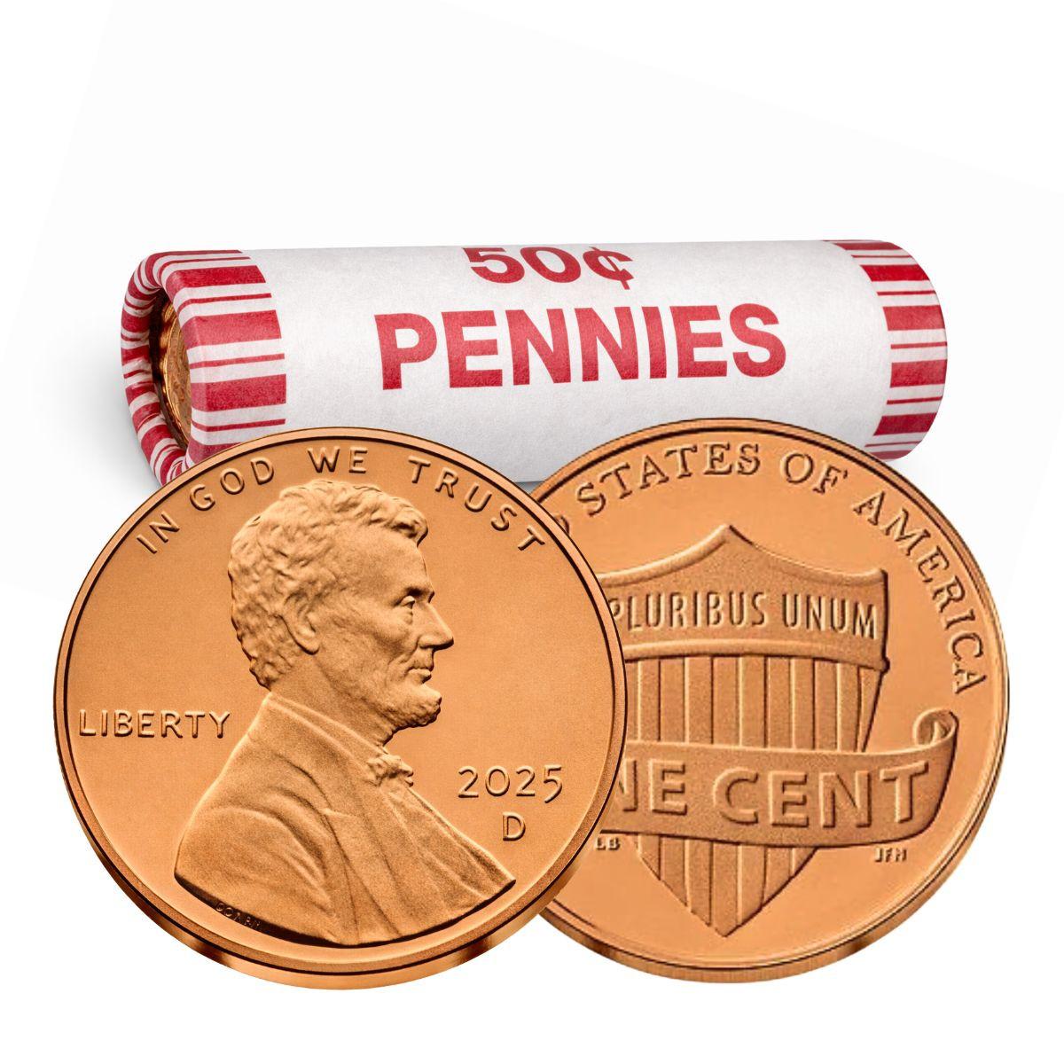 2025-D Lincoln Cent 50-Coin Roll BU (Last Year of Issue)