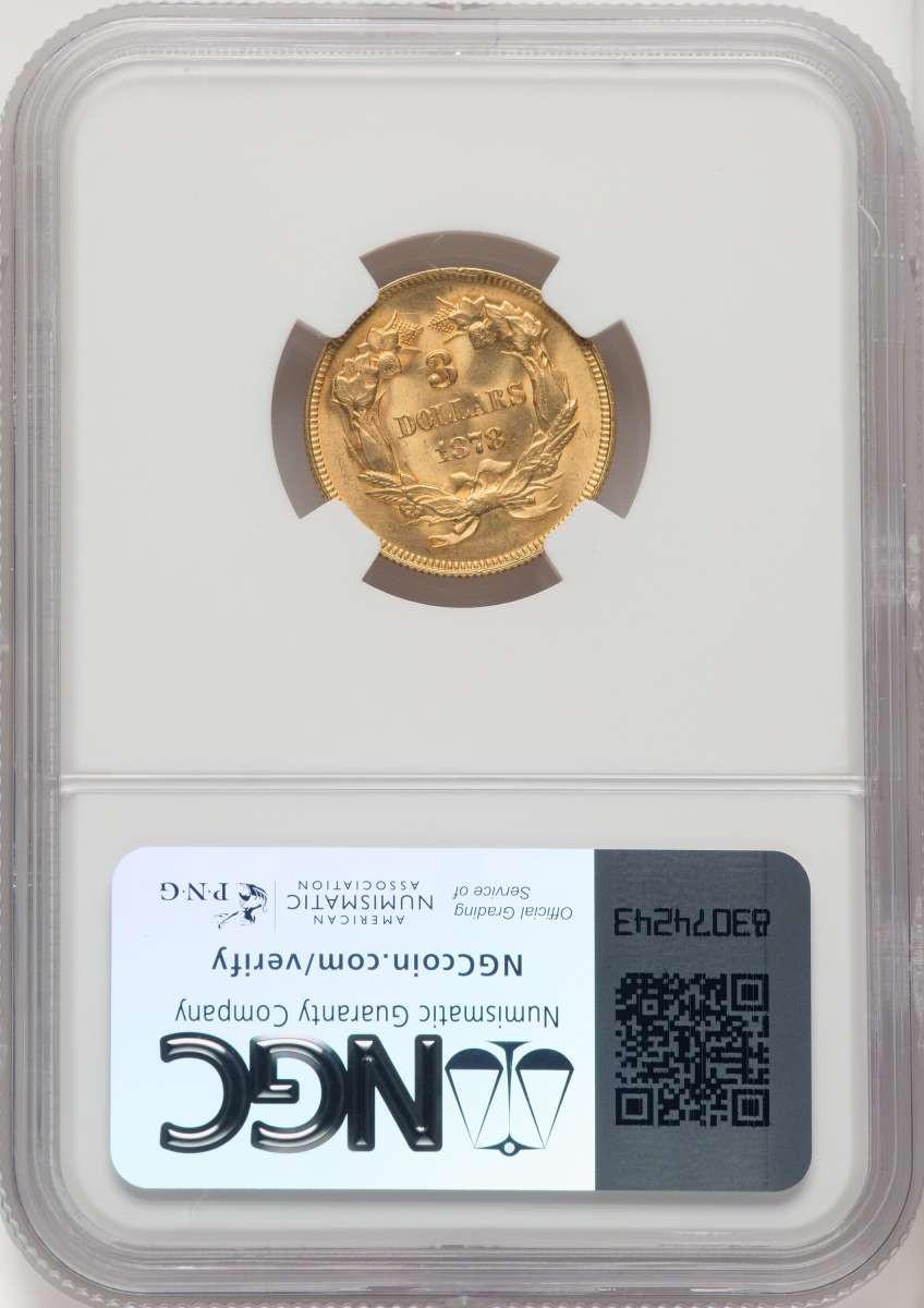 1878 $3 Three Dollar Gold Coin NGC MS65 | Rare Coins For Sale