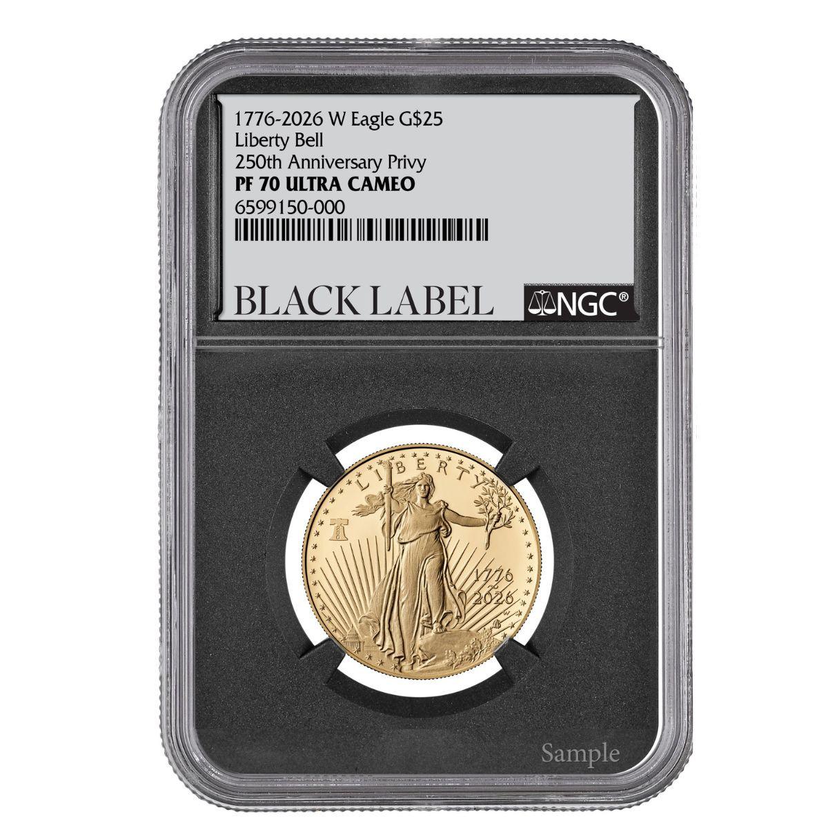 1776 - 2026 W 1/2 oz Gold Proof Liberty Bell Privy American Eagle