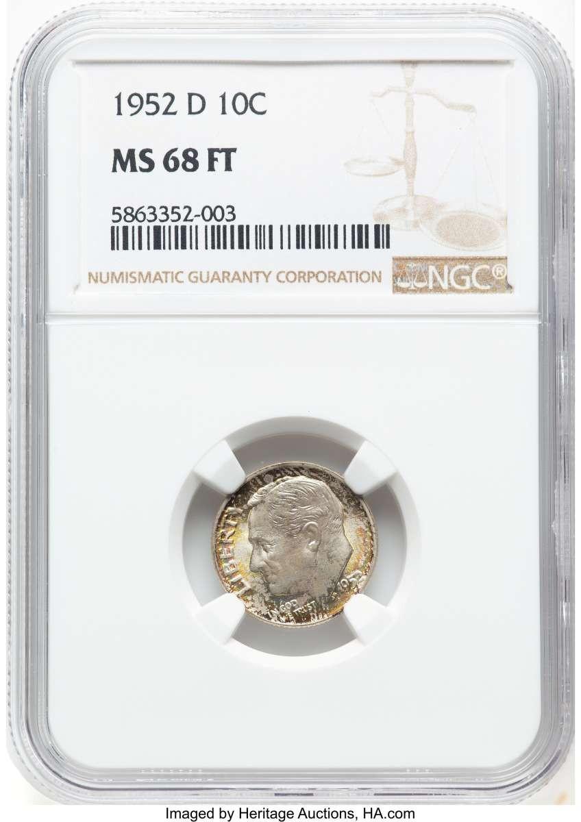 1952-D 10C Roosevelt Dime Coin NGC MS68 - HAT781945001