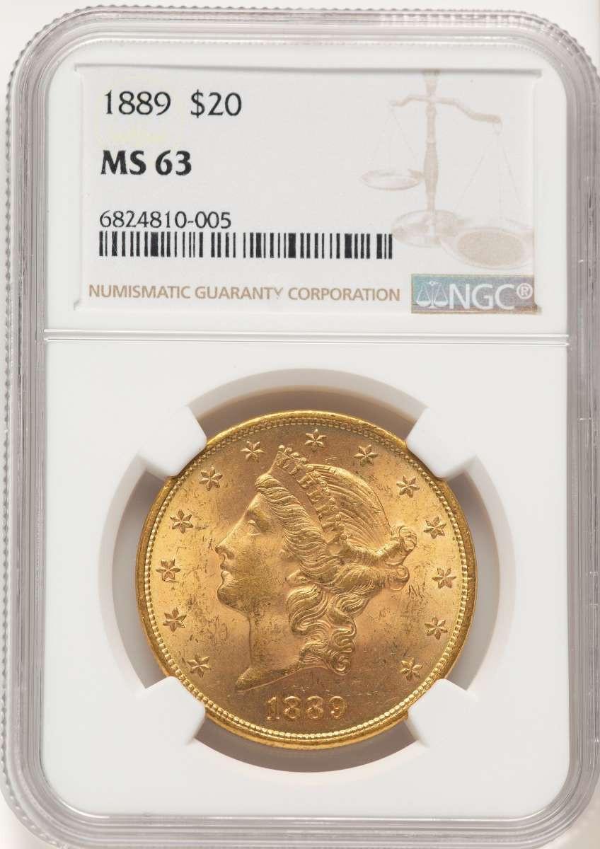 1889 $20 Liberty Gold Double Eagle NGC MS63 - HAT784654004