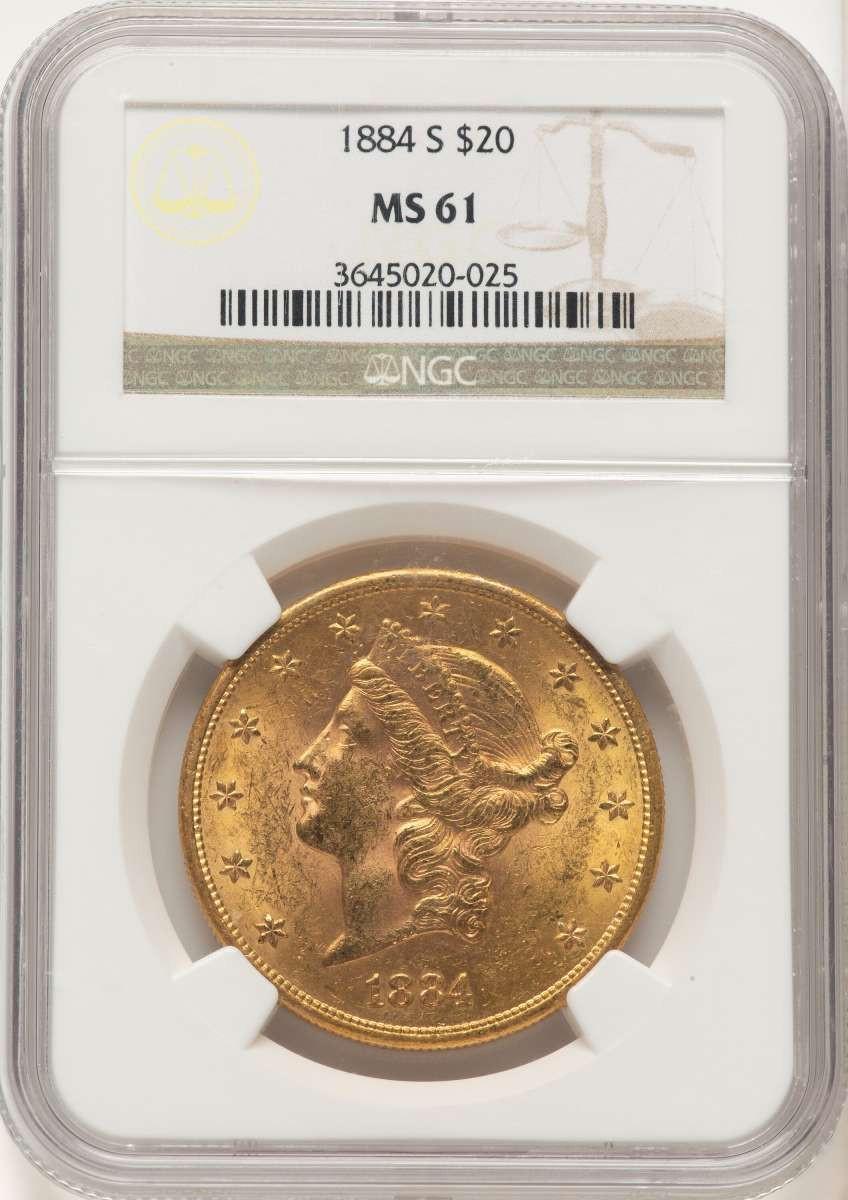 1884-S $20 Liberty Gold Double Eagle NGC MS61 - HAT788689019