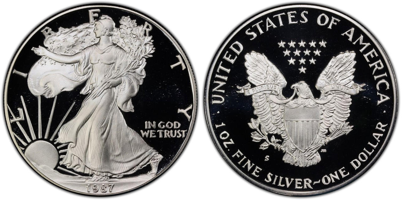 1987-S American Silver Eagle Proof (OGP & Papers) - Bullion Shark
