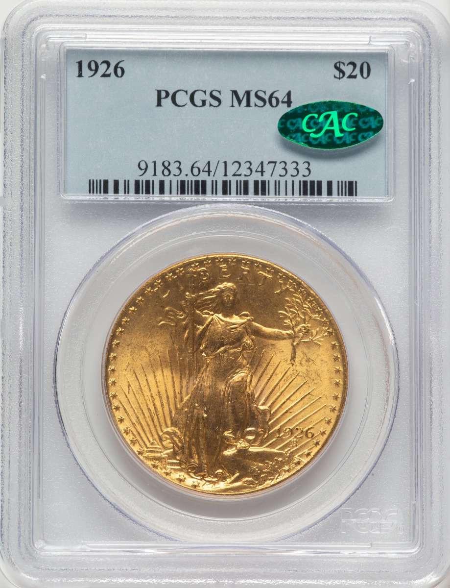1926 $20 Saint Gaudens Double Eagle PCGS MS64  CAC - HAT508238040