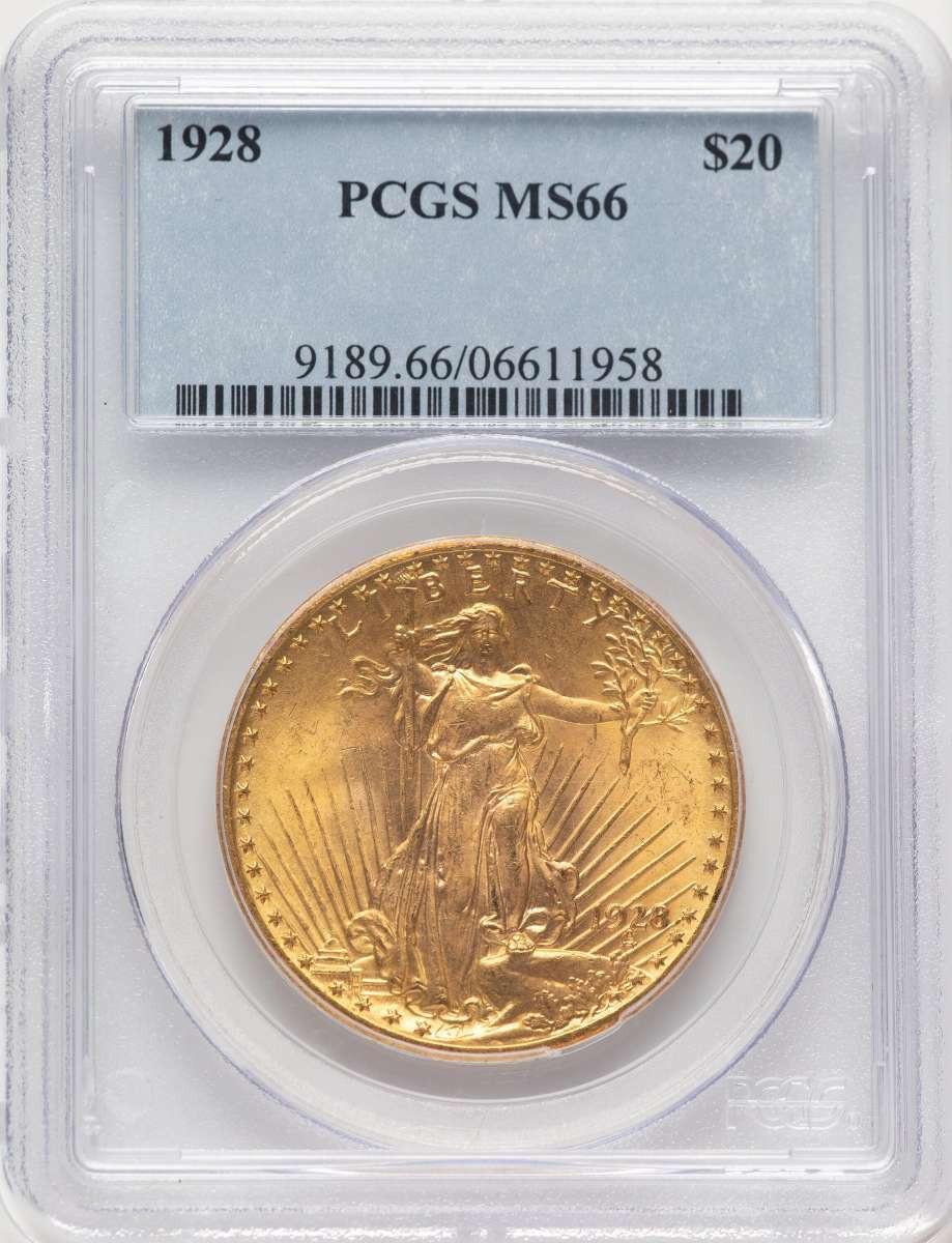 1928 $20 Saint Gaudens Double Eagle PCGS MS66 - HAT779594009