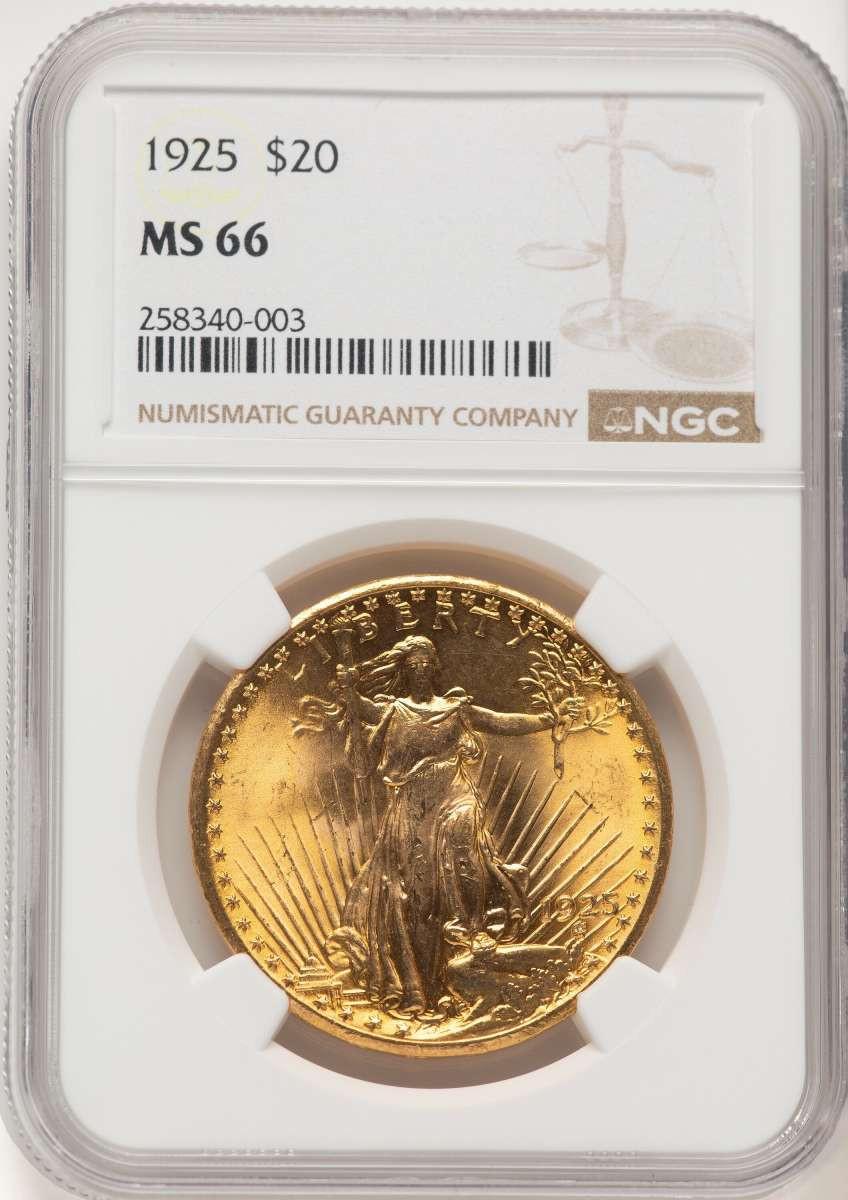 1925 $20 Saint Gaudens Double Eagle NGC MS66 - HAT784493074