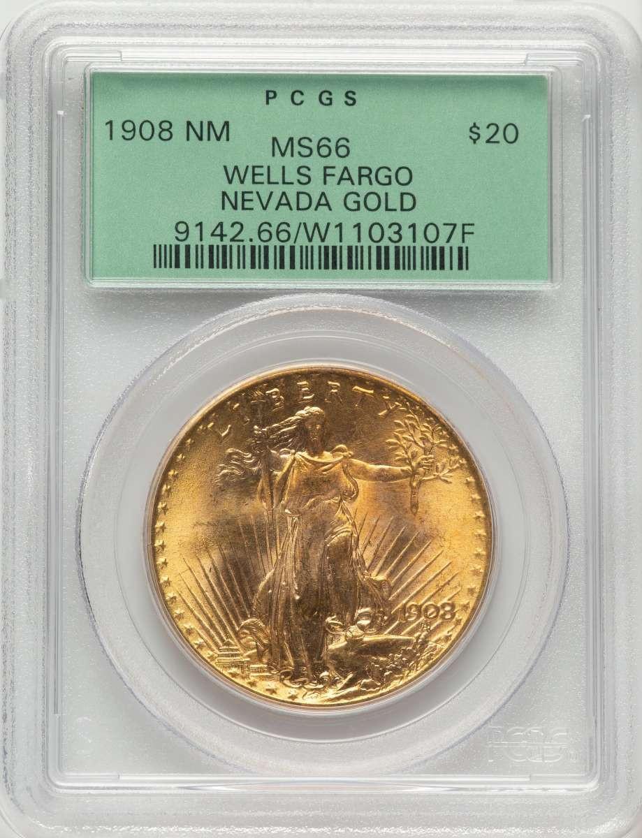 1908 $20 Saint Gaudens Double Eagle PCGS MS66   No Motto - HAT787161001