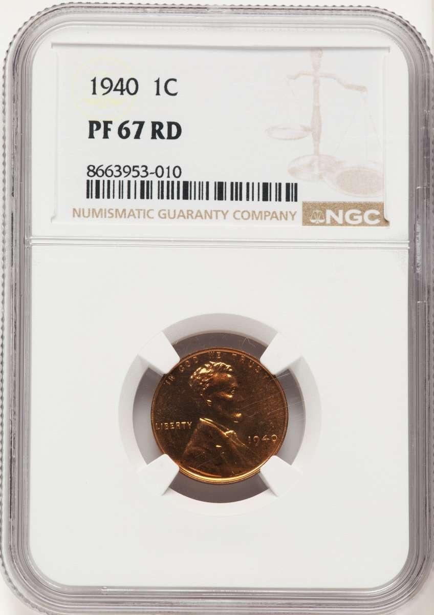 1940 1C Proof Lincoln Cent Coin NGC PF67     RD - HAT784478022
