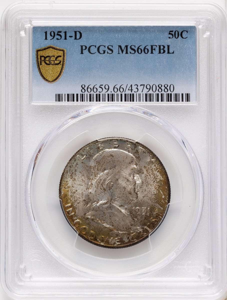 1951-D 50C Franklin Half Dollar Coin PCGS MS66 - HAT789391004