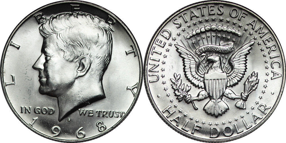 1968 Kennedy Half Dollar Roll Brilliant Uncirculated - BU (20 Coins)