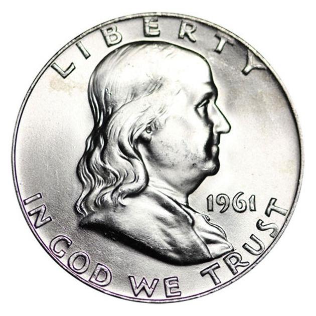 1961年 銀貨アメリカ合衆国 フランクリンハーフドル PROOF bullionshark-1961-d-franklin-
