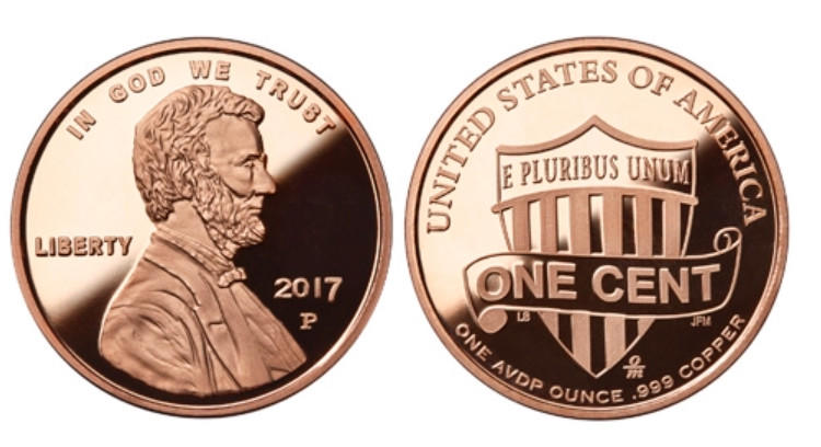 Lincoln Penny 1 oz Copper Round (New)
