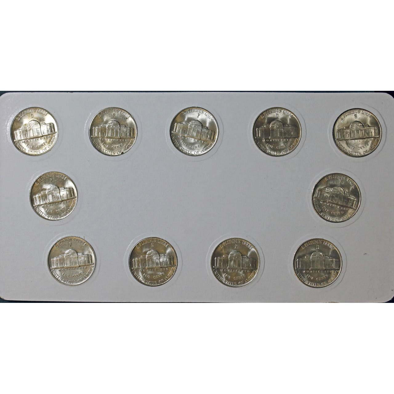 1942-1945 Wartime Silver Nickels Choice BU (11-Coin Set)