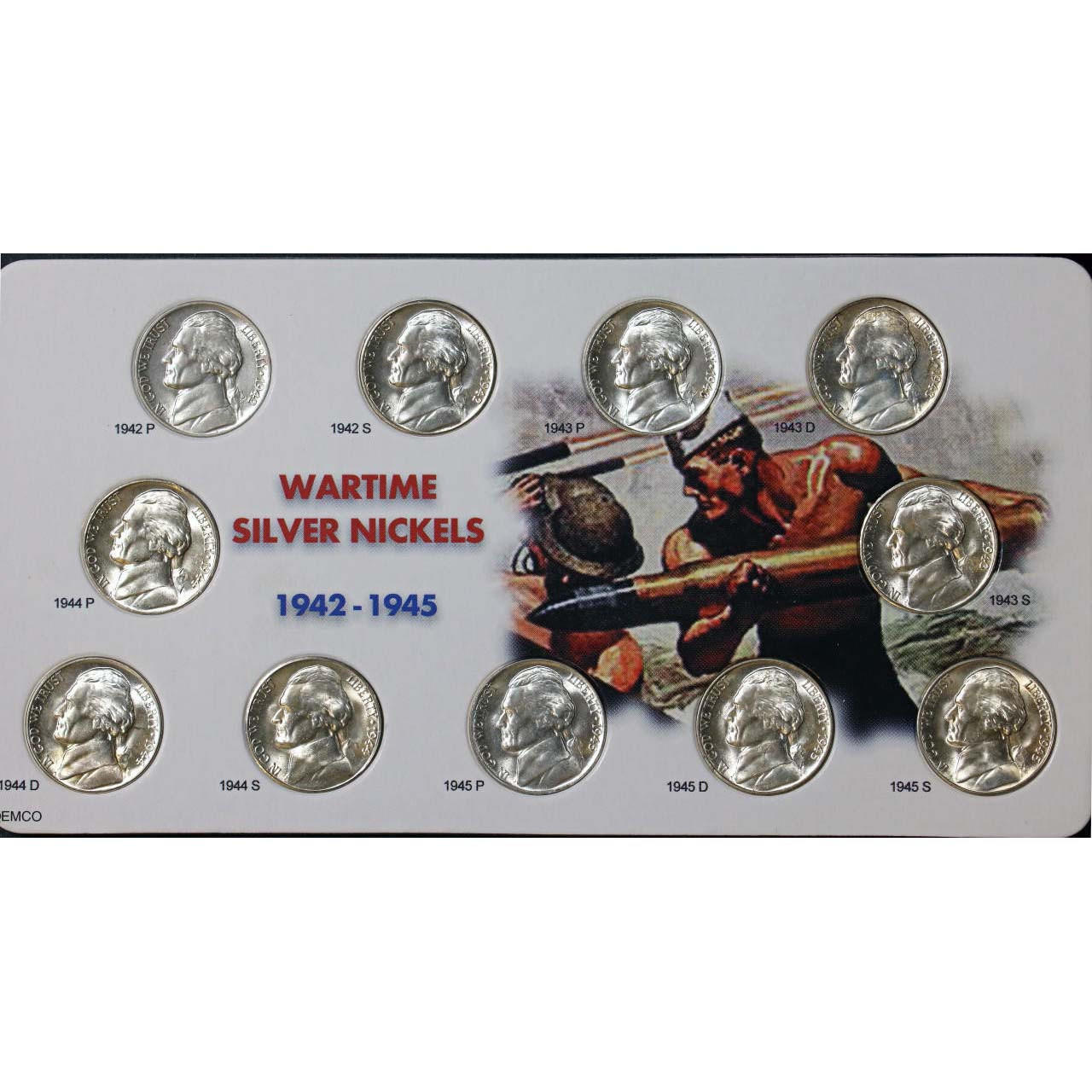 1942-1945 Wartime Silver Nickels Choice BU (11-Coin Set)
