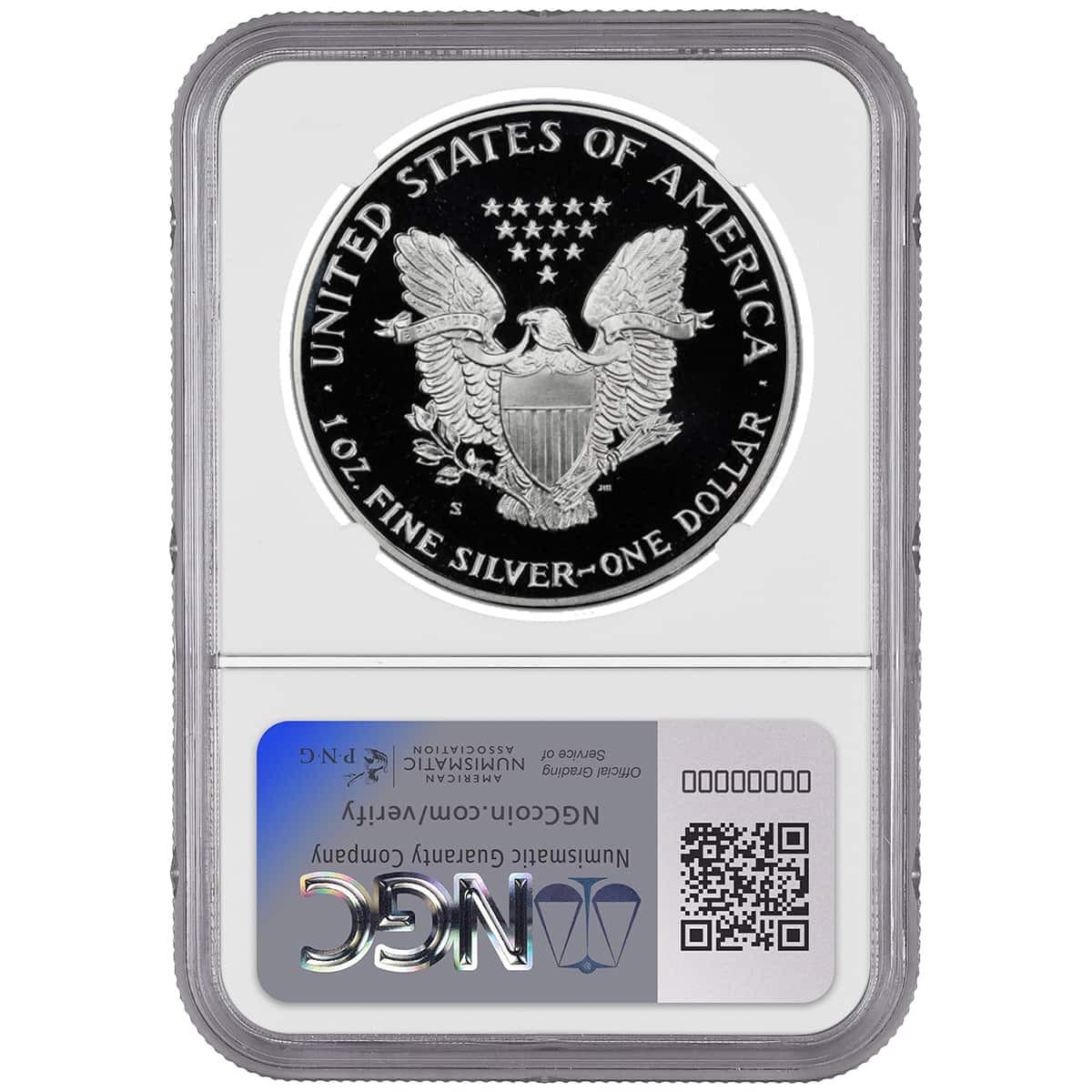 1991-S Silver Eagle NGC PF70 UCAM John Mercanti Signed - Bullion Shark