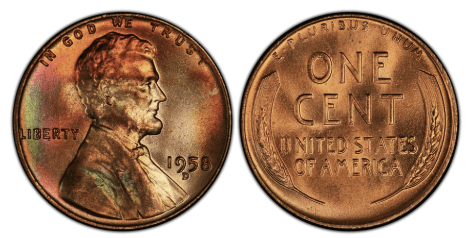 1958 P GEM BU Lincoln Wheat Cent - Red Shiny Uncirculated From OBW Roll