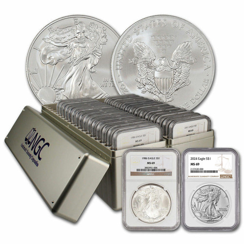 1986-2024 Complete Silver Eagle Set NGC MS69 - 40 Coins | Bullion