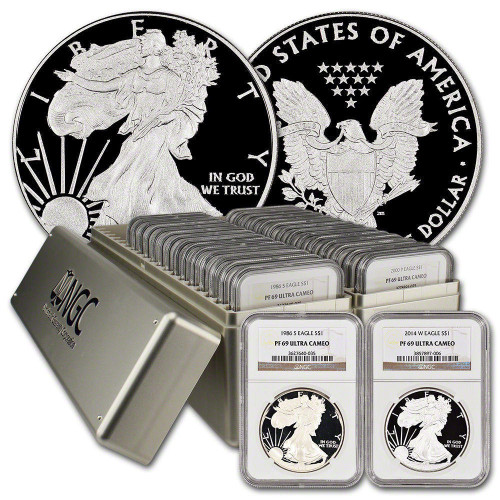 アクセサリー SILVER EAGLE
ASTATIC 1986-2023 Complete Silver Eagle Coin Set NGC PF69 38-Coins