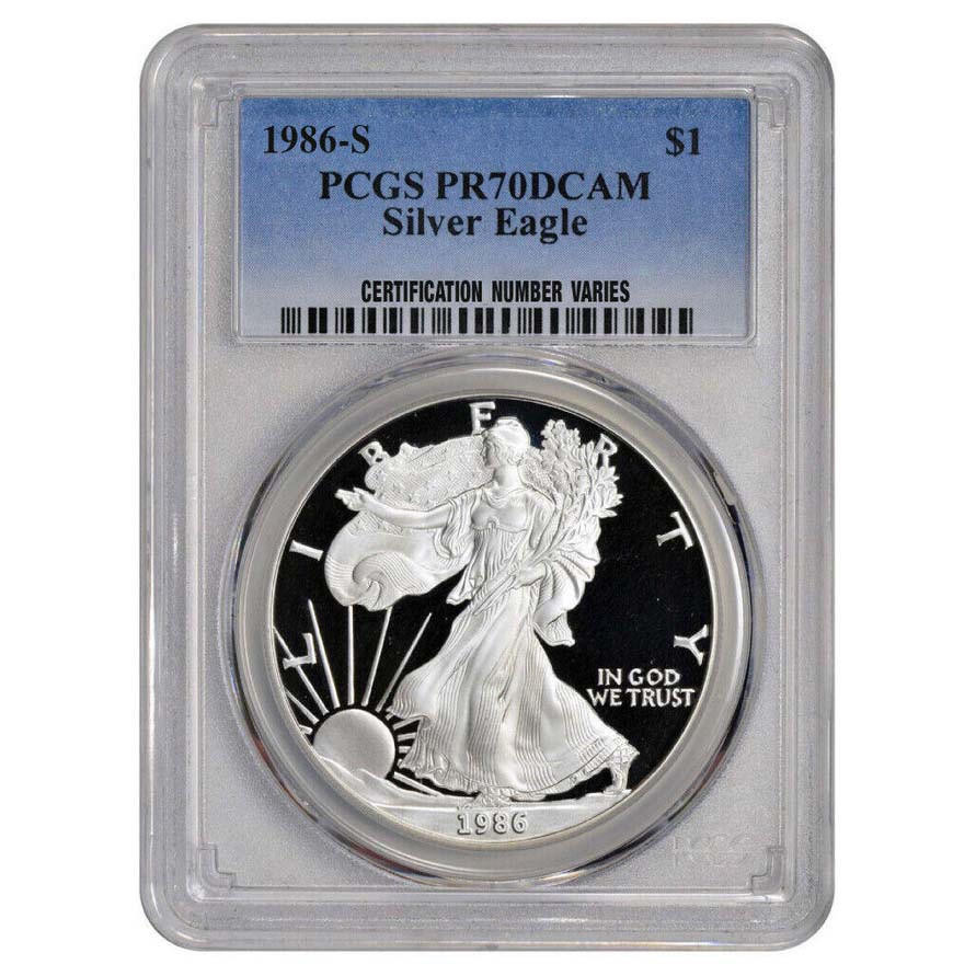 Buy 1986-S American Silver Eagle Coin PCGS PR70 DCAM | Bullion 