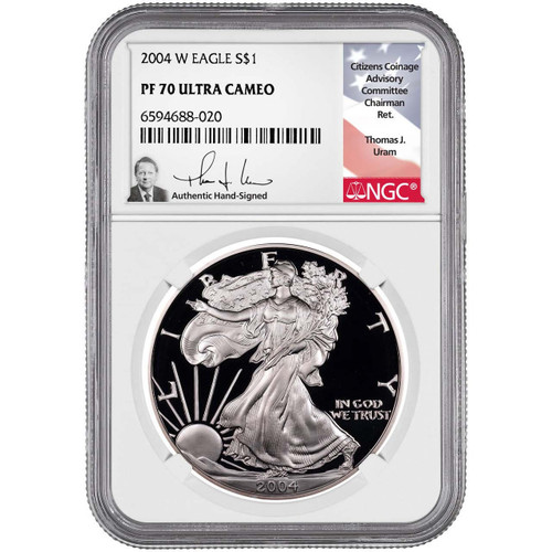 2004 W Silver Eagle NGC PF70 UCAM Thomas Uram Signed
