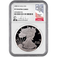 2008 W Silver Eagle NGC PF70 UCAM Thomas Uram Signed