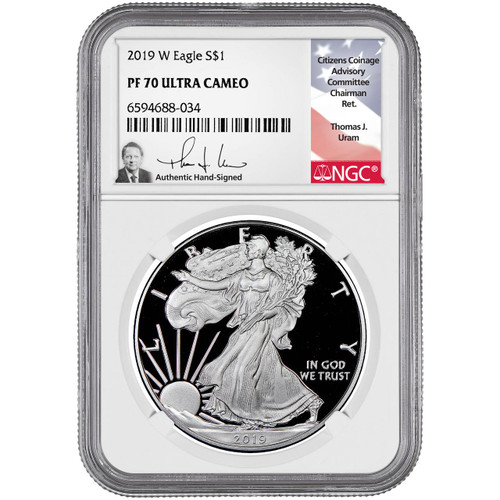 2019 W Silver Eagle NGC PF70 UCAM Thomas Uram Signed