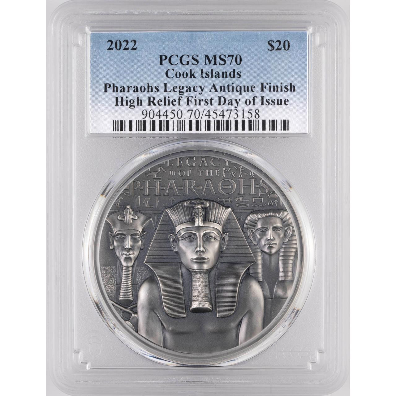2022 Cook Islands 3oz HR Antique Silver Legacy of the Pharaohs