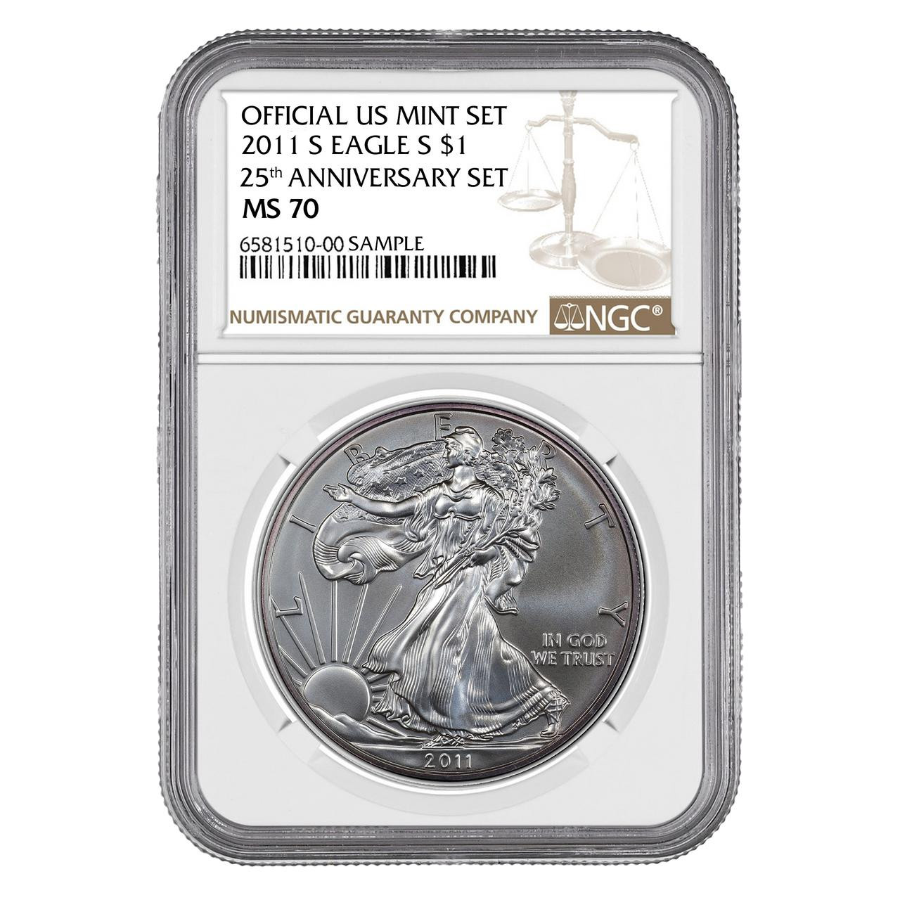 2011 (S) 25th Anniversary Set Silver Eagle NGC MS70